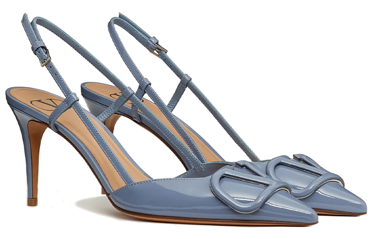 Valentino VLogo Signature Slim Heel High Heels 8cm Women's Sky Blue