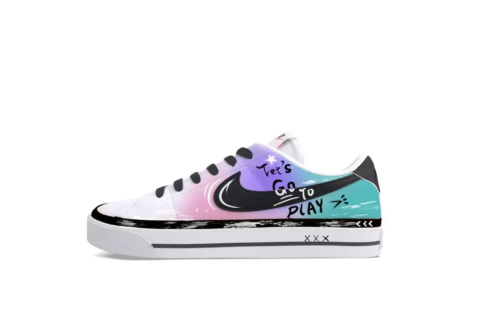 Nike Court Legacy Infinite Realm Abrasion Resistant Low Top Skateboard Shoes Unisex Purple Green