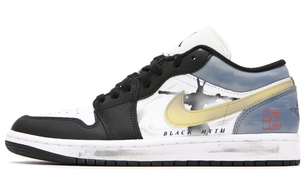 Jordan Air Jordan 1 Low Anti-Slip Wear-Resistant Low-Top Vintage Basketball Shoes Women's Black White Blue