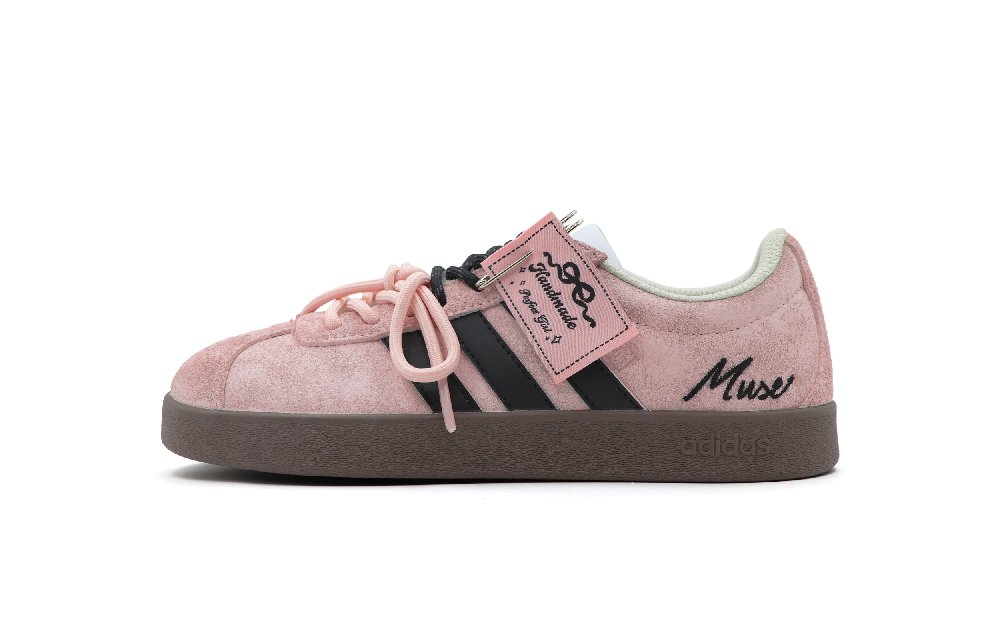 Adidas Neo VL Court 2.0 Muse Abrasion Resistant Low Top Skateboard Shoes Unisex Black Pink