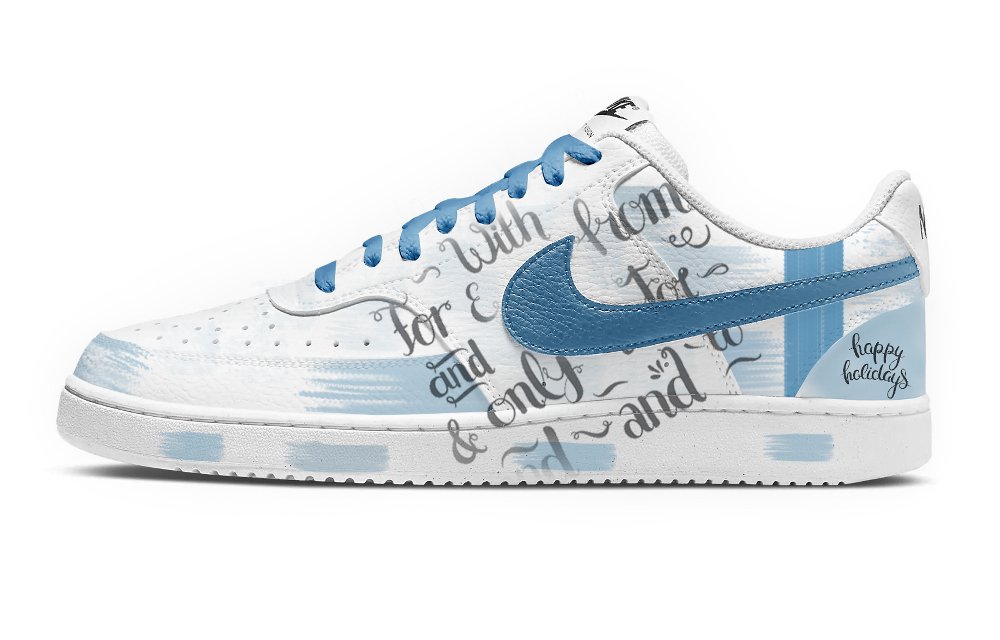 Nike Court Vision 1 Slip-Resistant Cushioning Low-Top Skateboard Shoes Men's White Blue