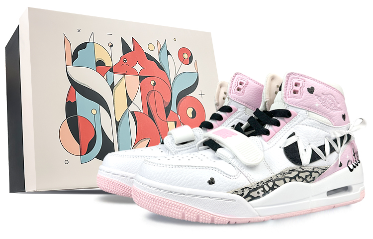 Jordan Legacy 312 High-Top Vintage Basketball Shoes GS Black Pink
