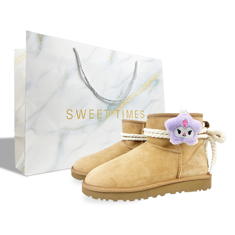 UGG CLASSIC MINI Warm And Wear-Resistant Short Snow Boots Women's Beige Chestnut