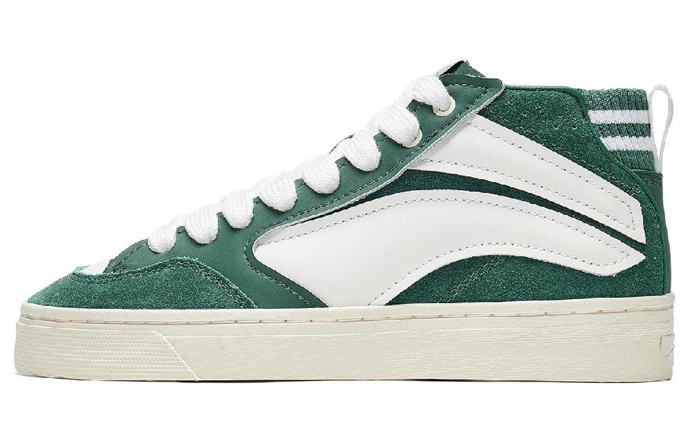 LiNing Wave 180 VNTG Slip Resistant Abrasion Resistant Mid top Skateboard Shoes Men's Green White