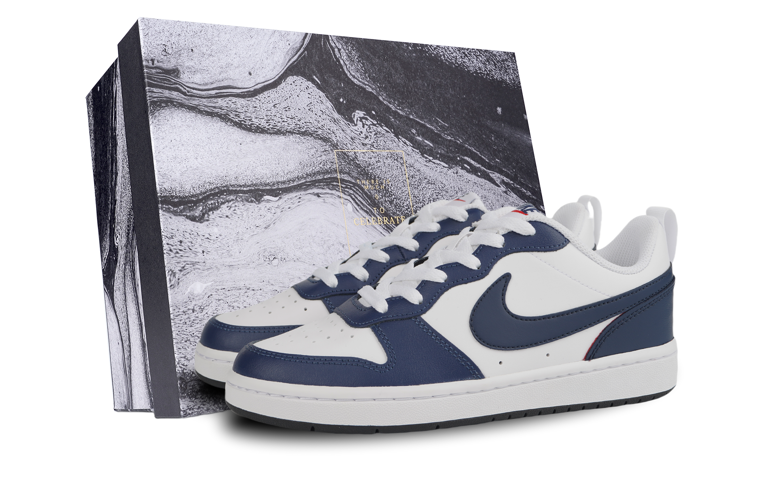 Nike Court Borough Low Top Skateboard Shoes GS White Blue