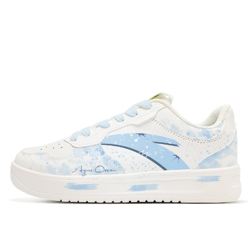 Anta Slip Resistant Cushioning Abrasion Resistant Low Top Skateboard Shoes Men's White Blue