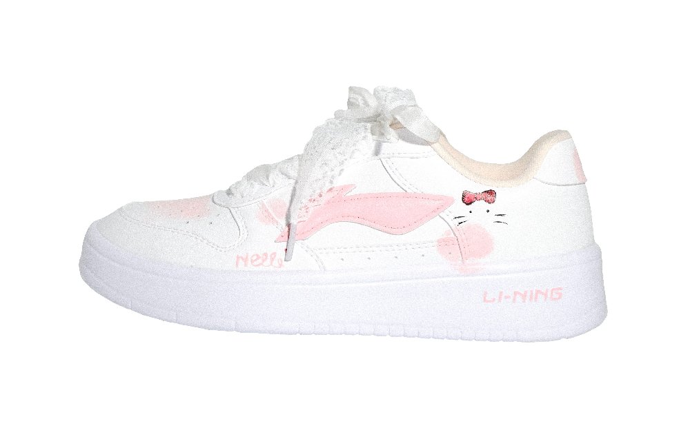 LiNing Pontoon Boats Wear resistant And Lightweight Low Top Skateboard Shoes Women's White Pink