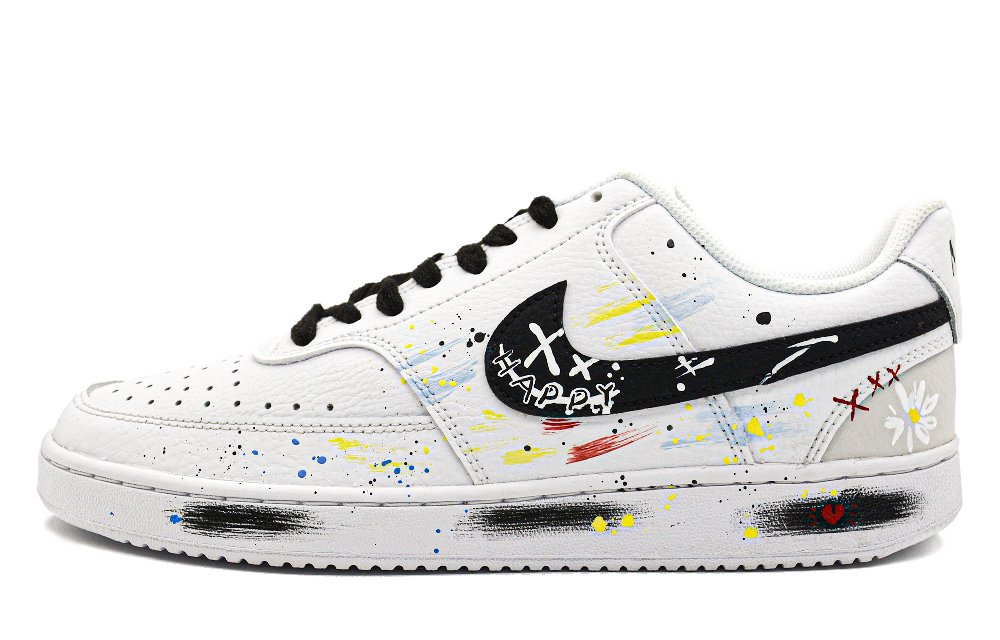 Nike Court Vision Low Low-Top Skateboard Shoes Men's White Black