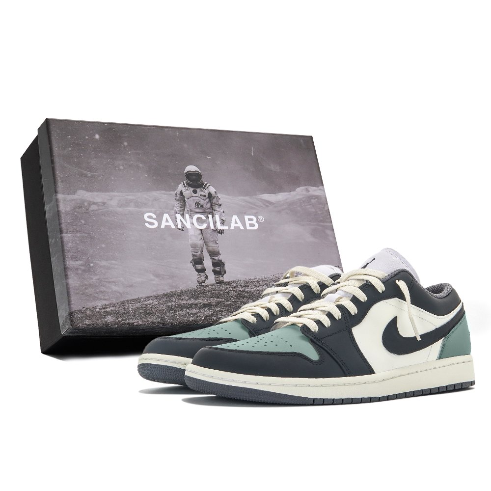 Jordan Air Jordan 1 Abrasion Resistant Low Top Vintage Basketball Shoes Unisex Black Green