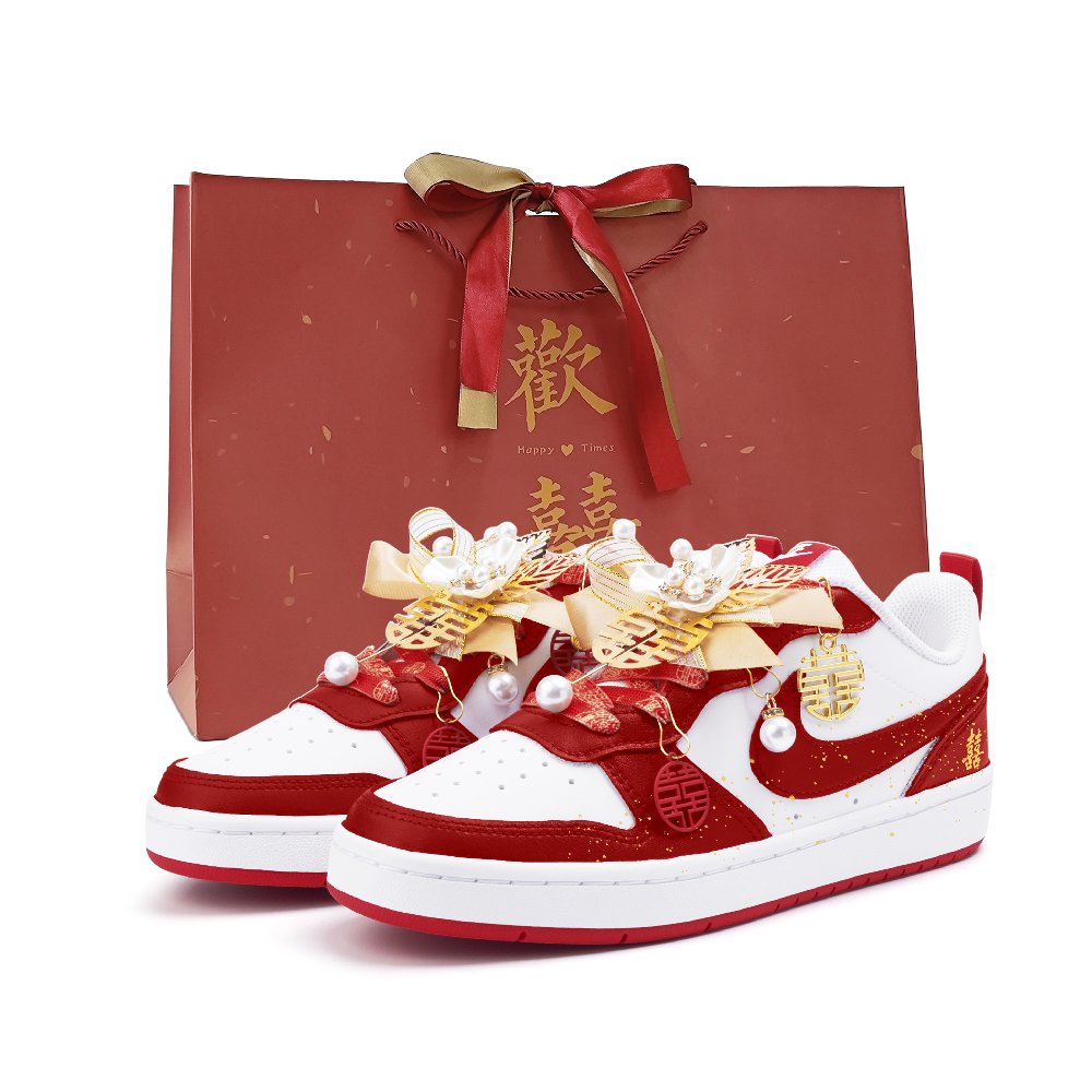Nike Court Borough 2 Cushioning, Wear Resistant Low Top Skateboard Shoes Unisex Red