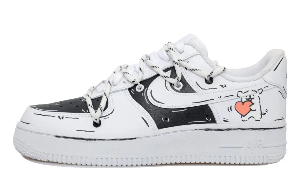 Nike Air Force 1 Maltese Anti Slip Wear Resistant Low Top Skateboard Shoes Unisex Black White