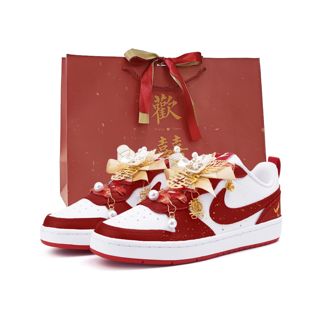 Nike Court Borough 2 Cushioning, Wear Resistant Low Top Skateboard Shoes Women's Red