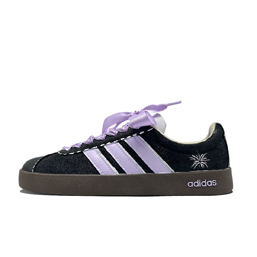 Adidas VL COURT 2.0 Lifestyle Violet Wear resistant And Lightweight Low Top Skateboard Shoes Unisex Black