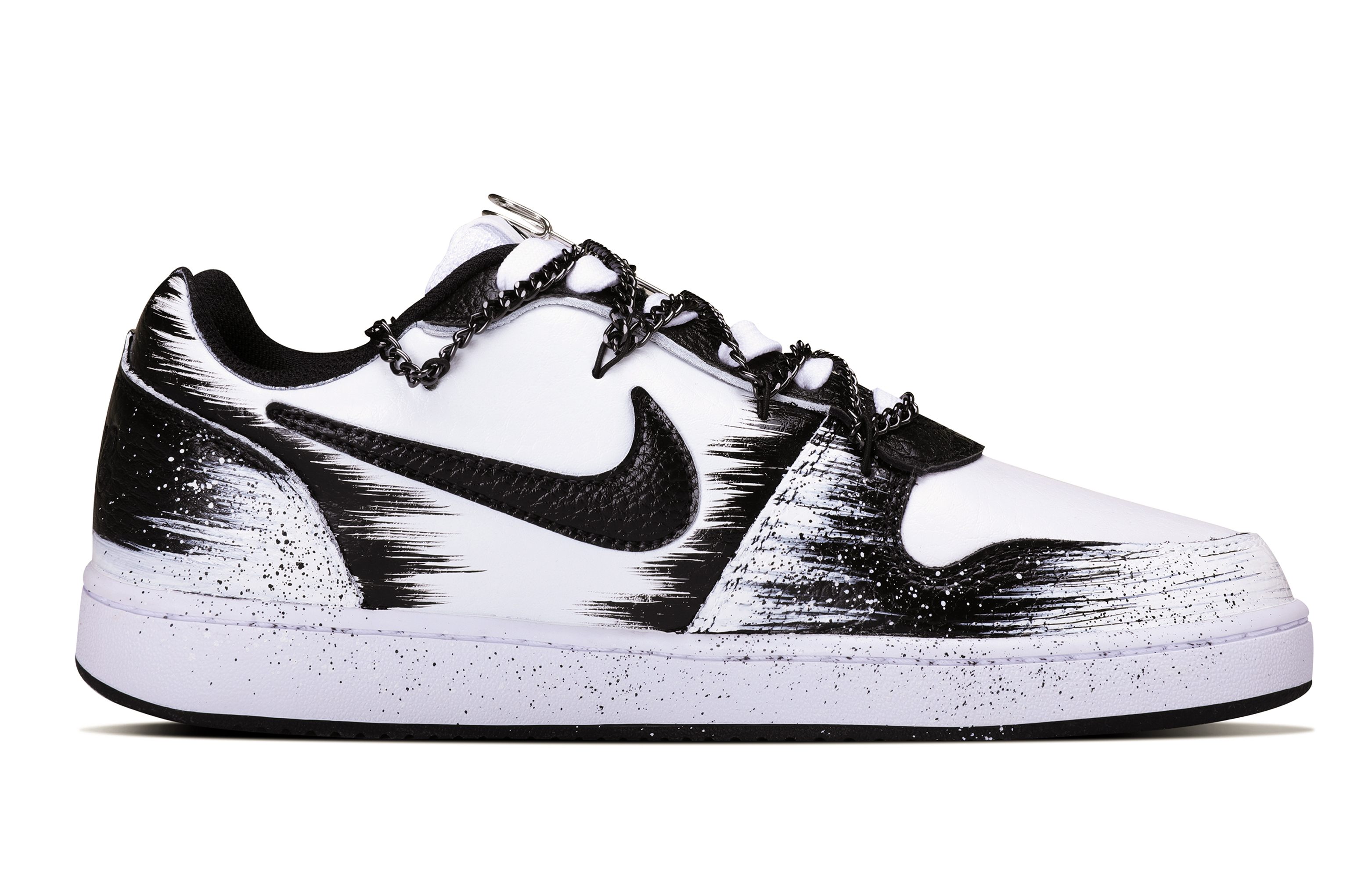 Nike EBERNON Line Etching Declaration Low top Skateboard Shoes Men's Black White