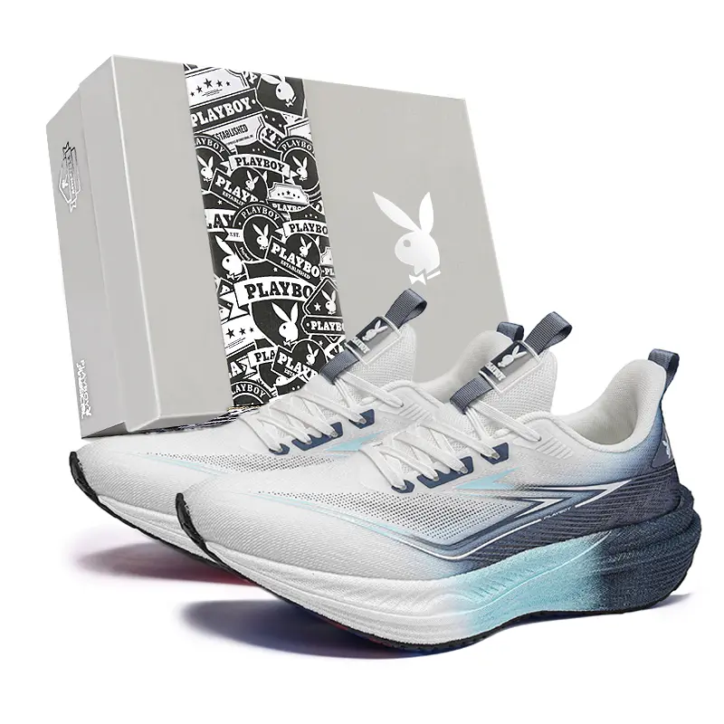 Playboy Low Top Marathon Running Shoes Men's White Blue Box Included