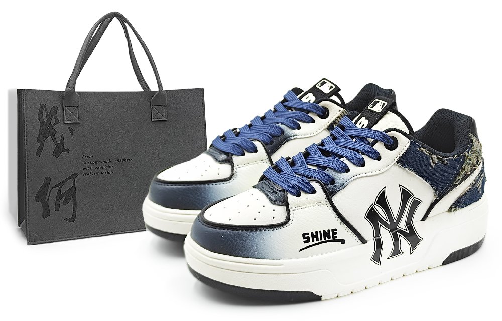 MLB Chunky Liner Abrasion Resistant Low Top Skateboard Shoes Unisex White Blue