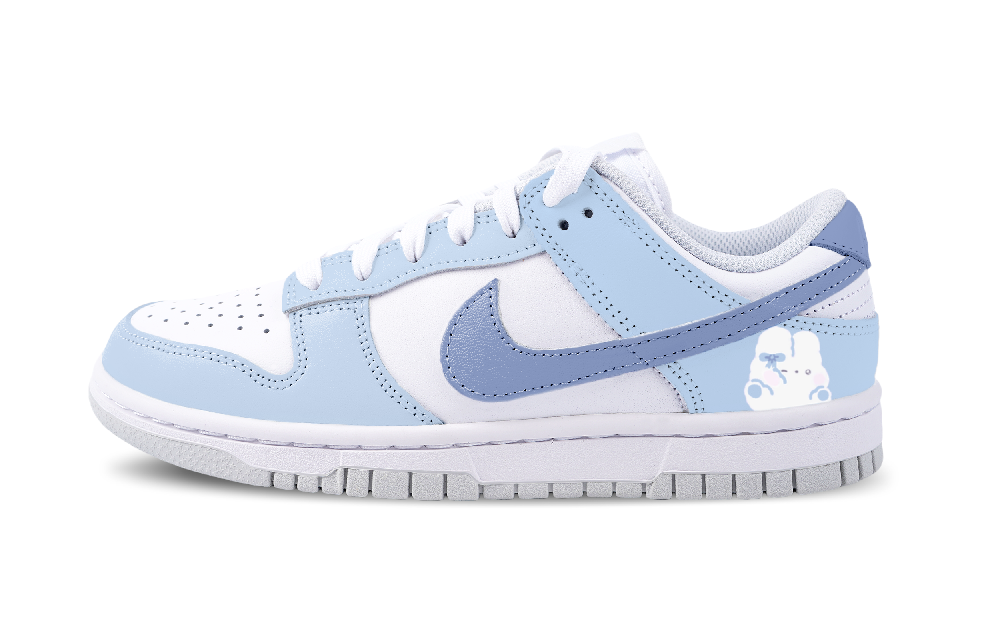 Nike Dunk Slip-Resistant Low-Top Skateboard Shoes Women's White Blue