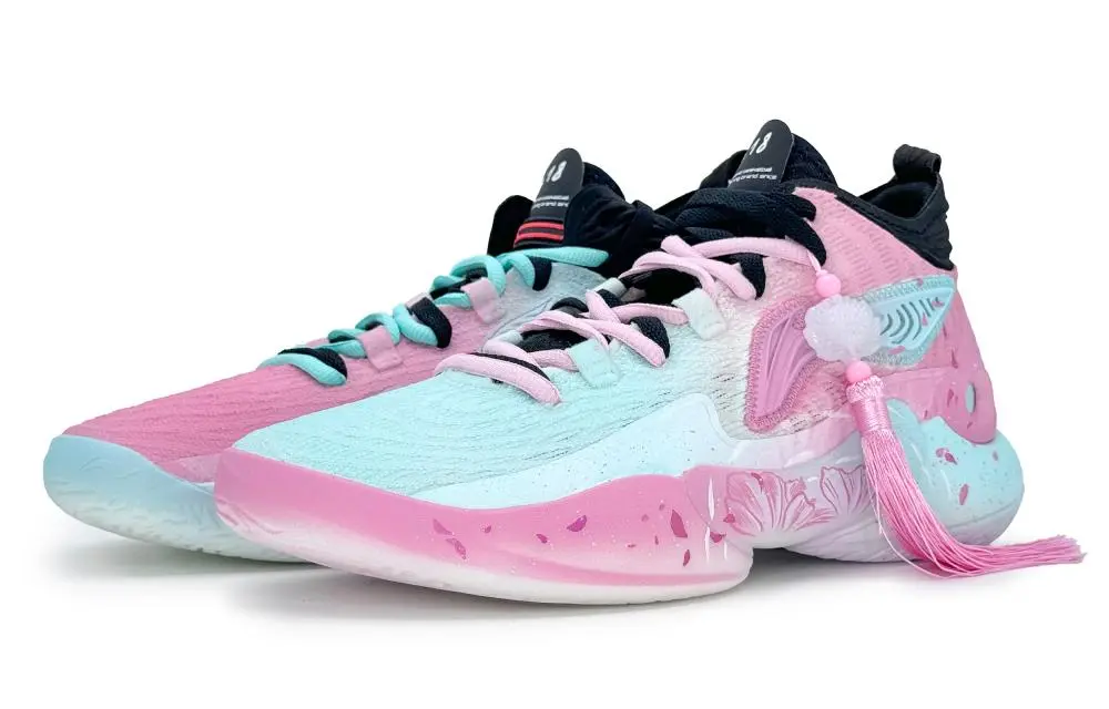 LiNing YuShuai 18 SHOEME Shoe Quest Cushioning Anti-Slip And Wear-Resistant Mid-Top Basketball Shoes Men's Pink Green