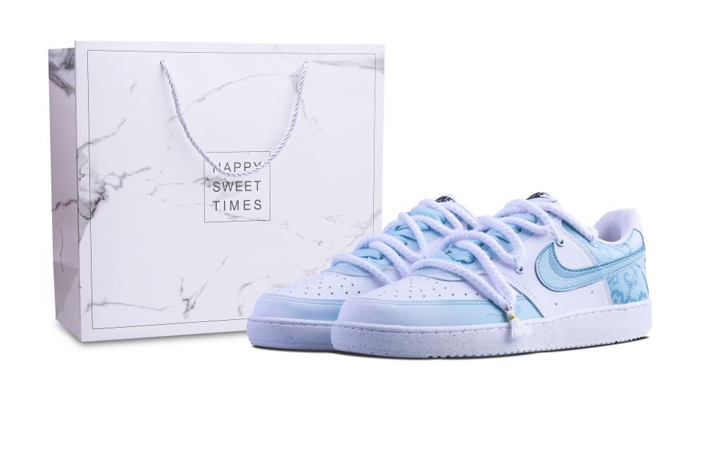 Nike Court Vision 1 Low Auspicious Wind Slip Resistant Cushioning Low Top Skateboard Shoes Men's Blue White