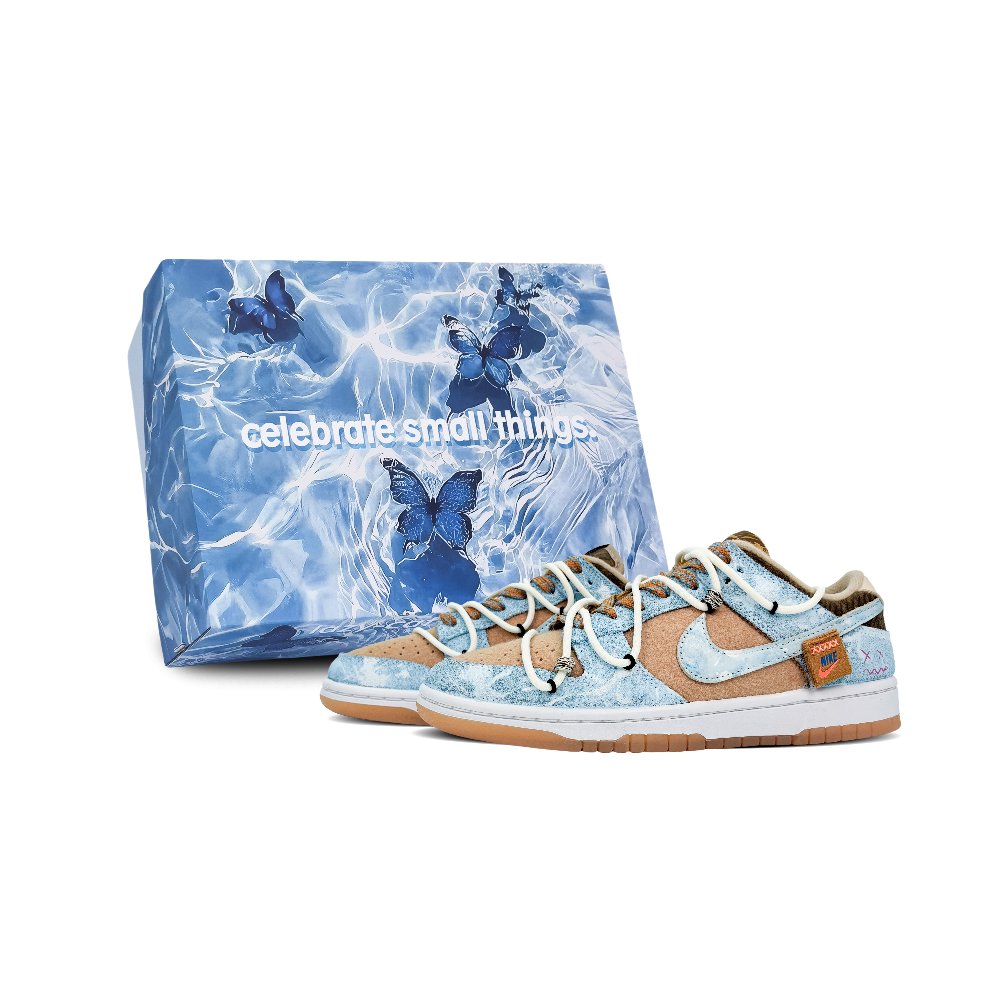Nike Dunk Abrasion Resistant Low Top Skateboard Shoes Men's Brown Blue