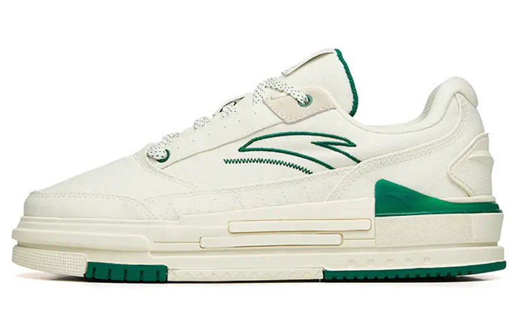 Anta Bump Abrasion Resistant Slip Resistant Low top Skateboard Shoes Men's White Green