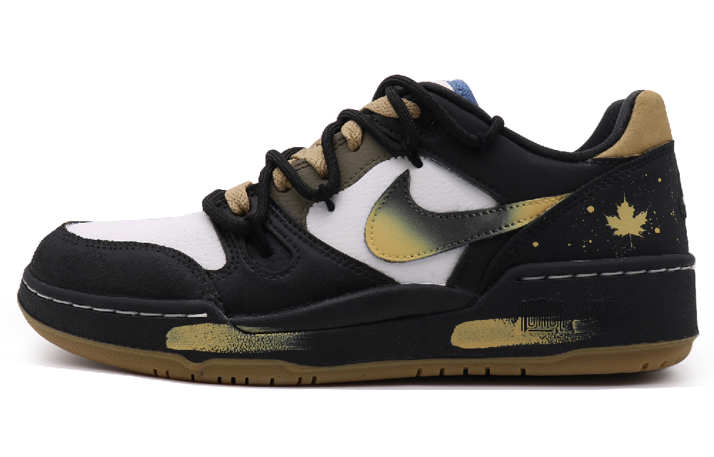 Nike Full Force Low Top Skateboard Shoes Men's Black Yellow