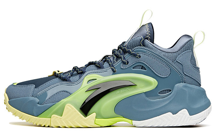 Anta Airspace 3 Anti-Slip Wear-Resistant Mid-Top Basketball Shoes Men's Gray Green