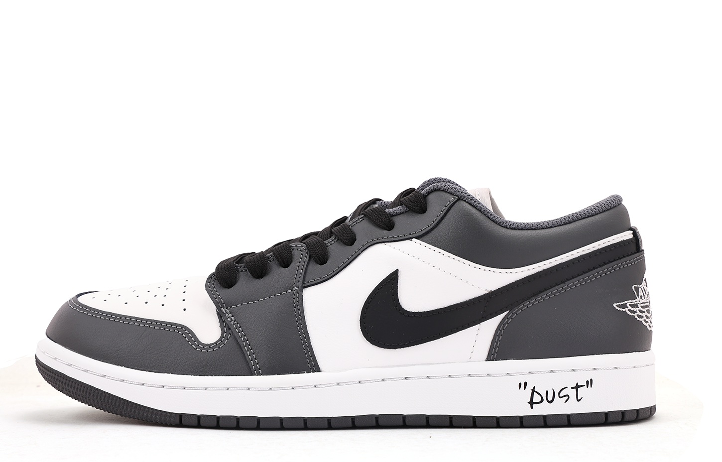 Jordan Air Jordan 1 Abrasion Resistant Coverage Low top Vintage Basketball Shoes Unisex Black Gray