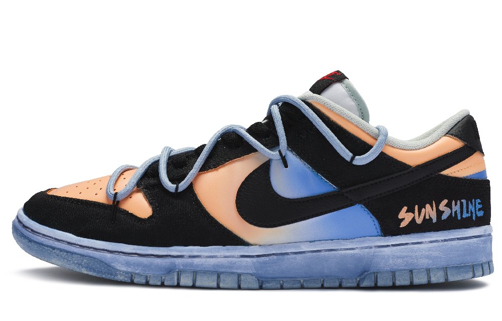 Nike Dunk Low-Top Skateboard Shoes Men's Black Orange And Blue