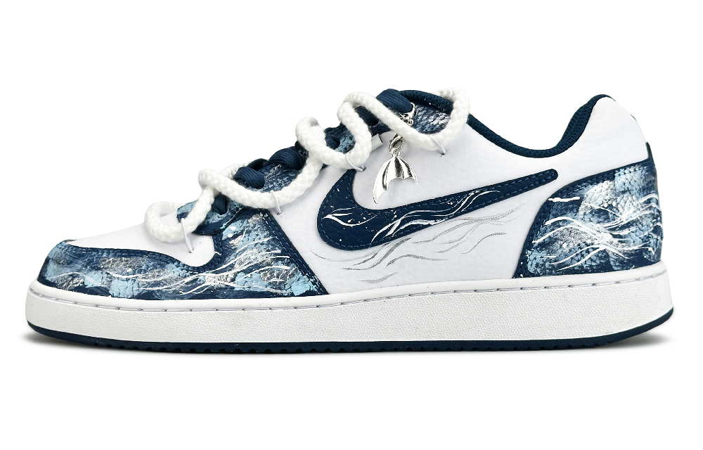 Nike EBERNON Abrasion Resistant Low Top Skateboard Shoes Men's White Blue