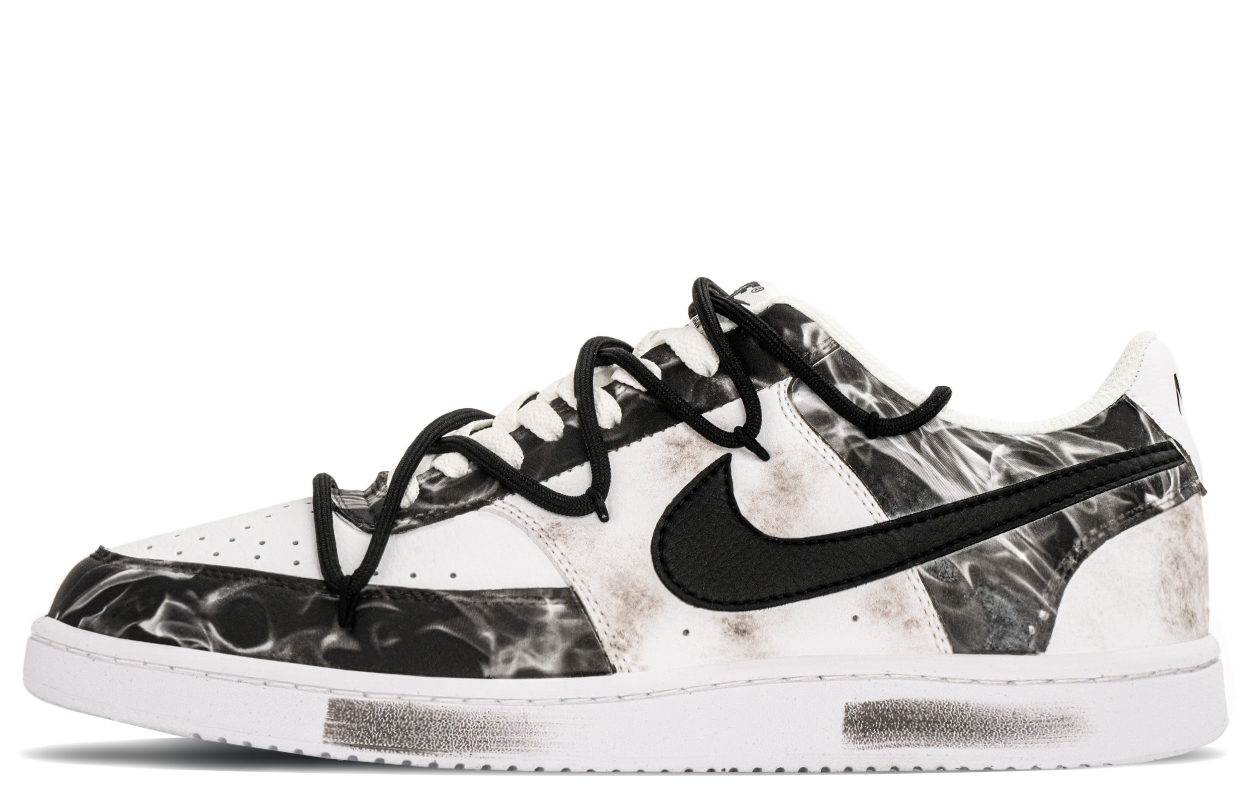 Nike Court Vision 1 Breathable And Wear resistant Low top Skateboard Shoes Men's Black Gray White