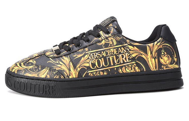 VERSACE JEANS Versace Low Top Stylish Skateboarding Shoes Black Yellow
