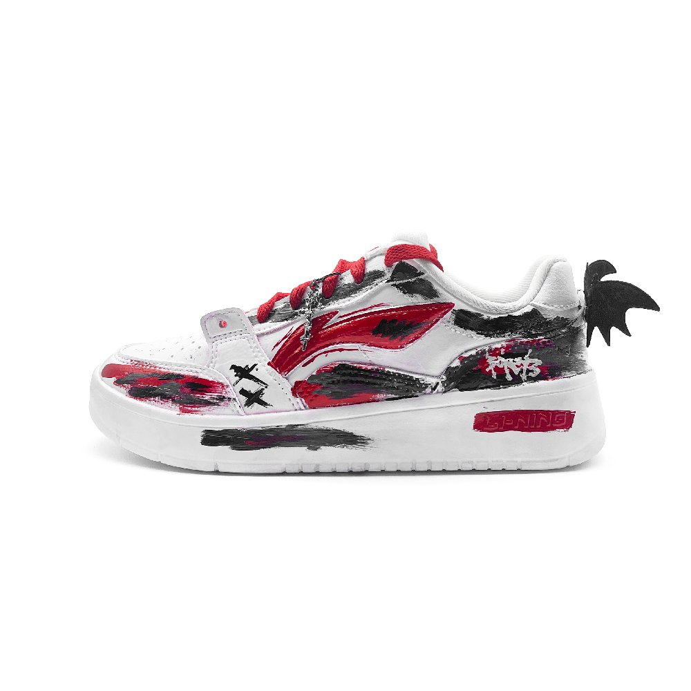LiNing Acer Truncatum Slip Resistant Shock Absorbers Low Top Skateboard Shoes Unisex White