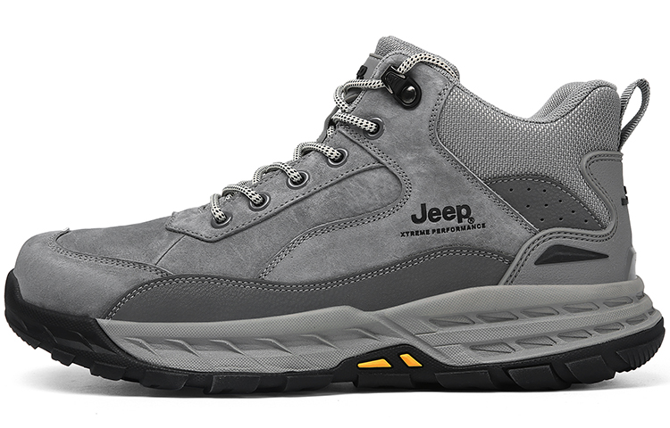 Jeep Cushioning Anti-Slip And Wear-Resistant Coverage Support Mid-Top Outdoor Shoes Men's Gray