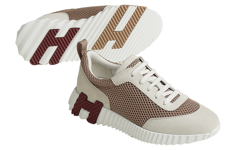 HERMES Bouncing Abrasion Resistant Low Top Sports Casual Shoes Women's Greige купить в интернет-магазине Yoocart с быстрой доставкой по России.