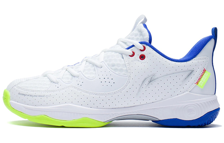 LiNing Battle Halberd Ⅲ LITE Cushioning Anti-Slip And Wear-Resistant Low-Top Badminton Shoes Unisex White Blue