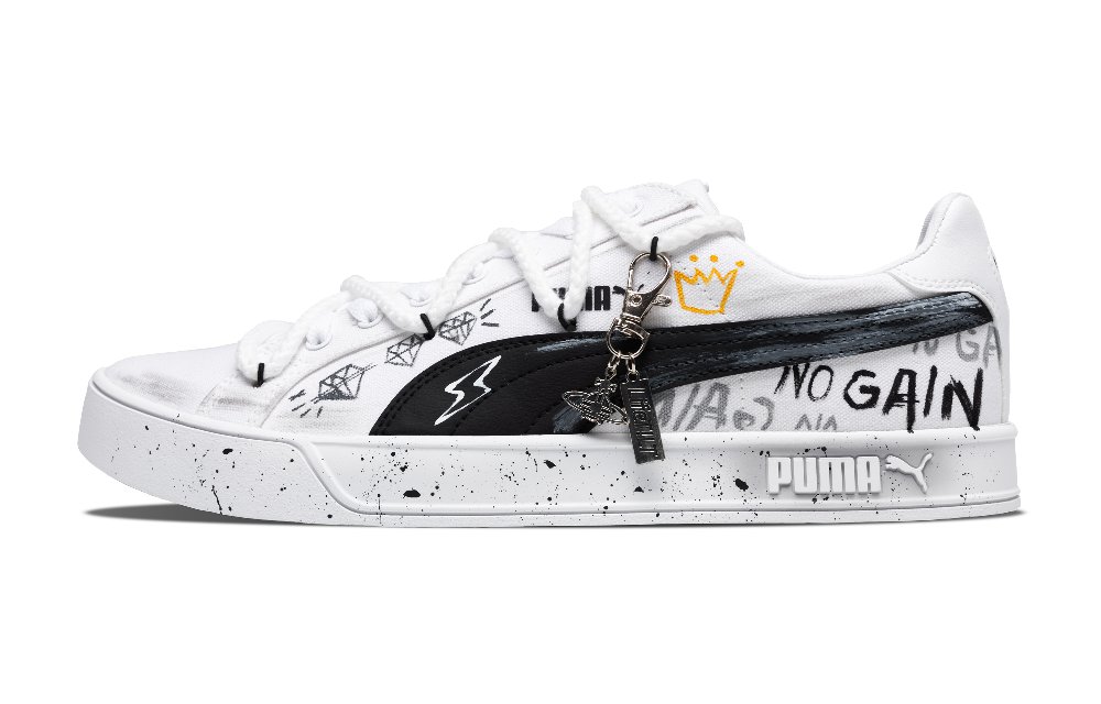 PUMA Smash Vulc Slip-Resistant Cushioning Wear-Resistant Lightweight Low-Top Skateboard Shoes Unisex Black White