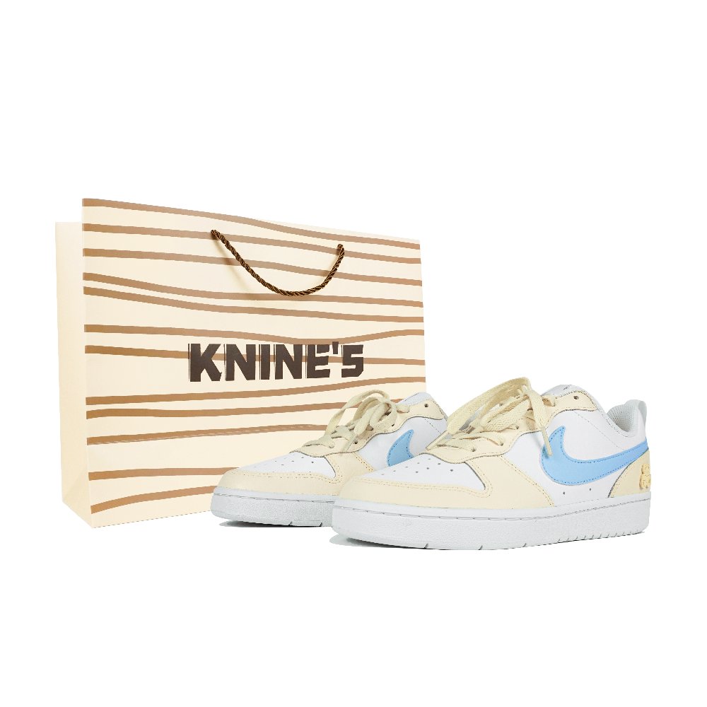 Nike Court Borough Low 2 A Side Slip Resistant Cushioning Abrasion Resistant Low Top Skateboard Shoes GS Beige