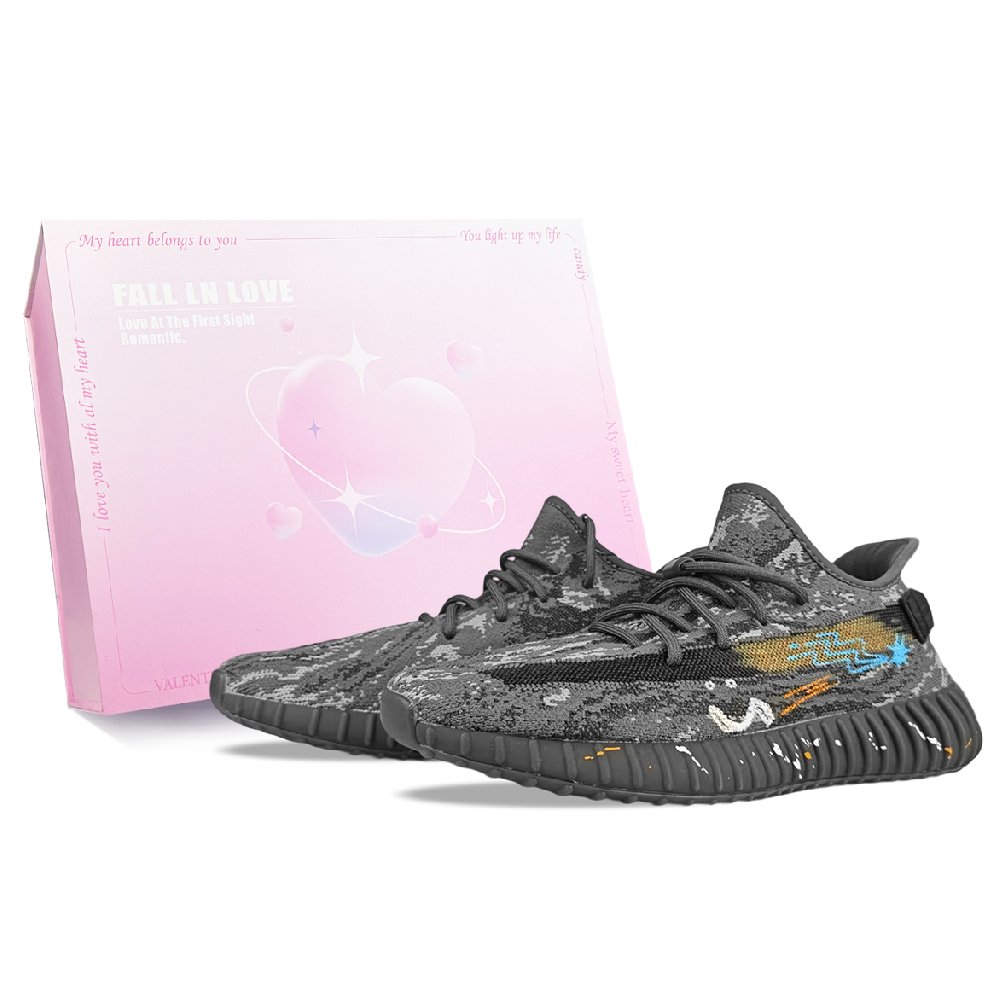 Adidas Originals Yeezy Boost 350 V2 Abrasion Resistant Low Top Casual Shoes Unisex Black Blue