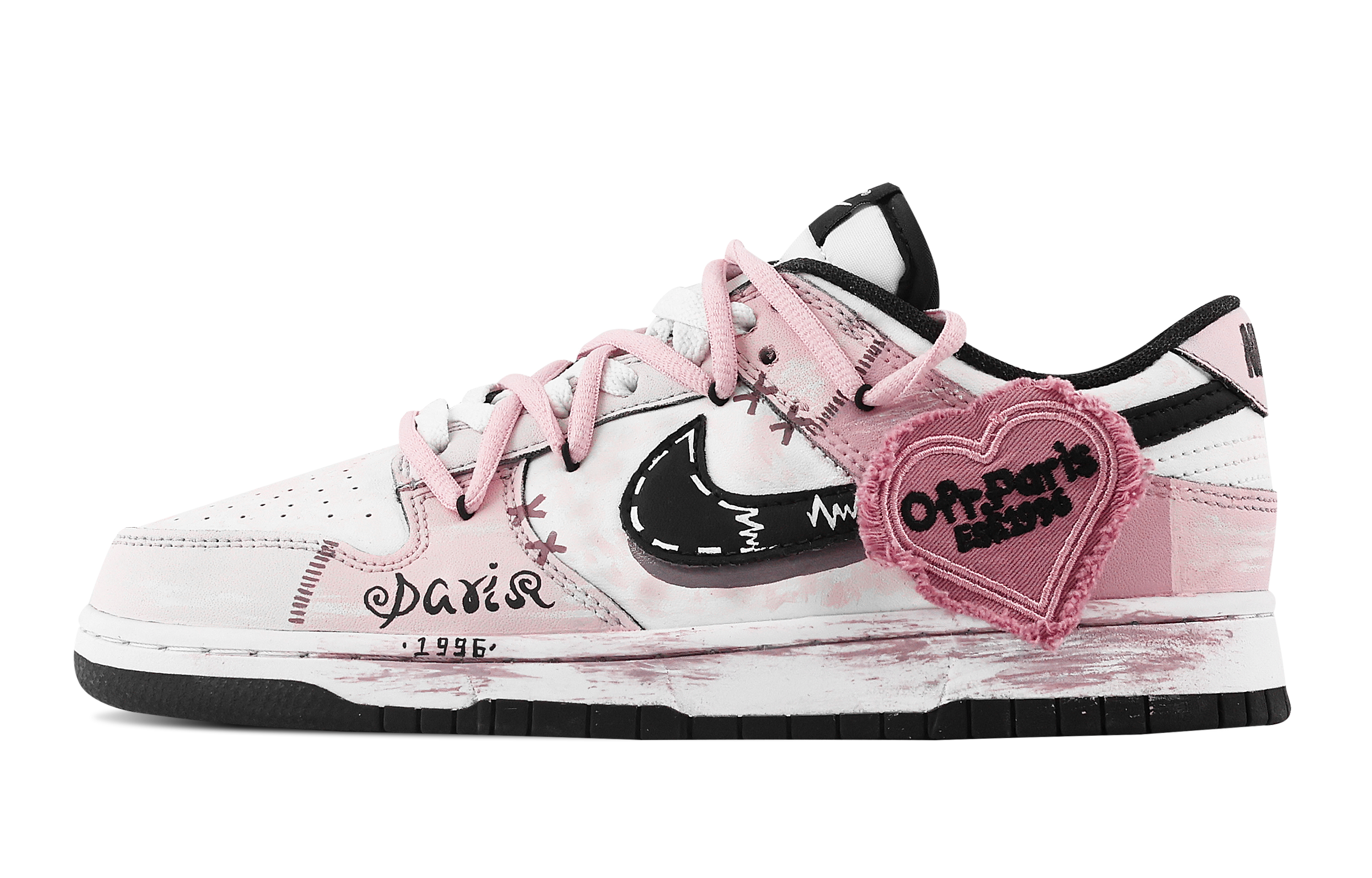 Nike Dunk Pink Ink Paris Slip Resistant Abrasion Resistant Low top Skateboard Shoes Unisex