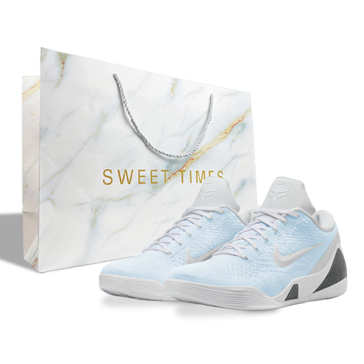 Nike Kobe 9 Cushioning Anti-Slip And Wear-Resistant Low-Top Basketball Shoes Unisex Blue White