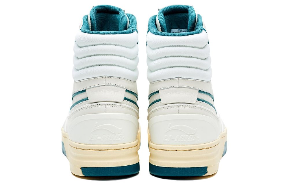 LI-NING 1990 Classic Collection Anti-Slip Wear-Resistant High-Top Skateboard Shoes Men's White Blue