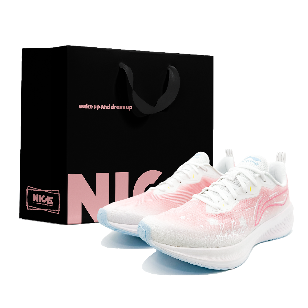 LiNing Wuyue Slip Resistant, Abrasion Resistant, Breathable Low Top Casual Running Shoes Men's Pink White