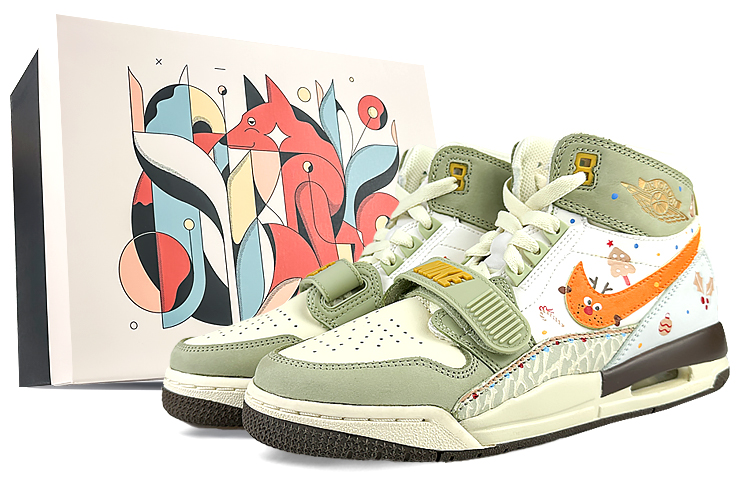 Jordan Legacy 312 Cushioned Wear-Resistant Slip-Resistant High-Top Vintage Basketball Shoes Men's Yellow White Green