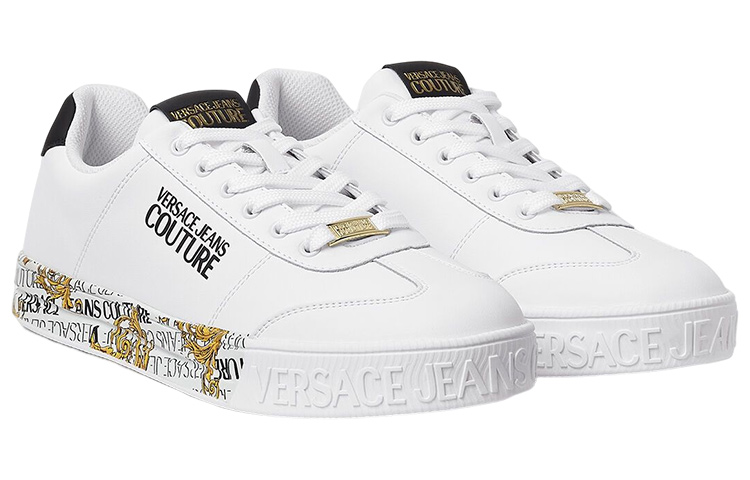 VERSACE JEANS Couture Low top Stylish Skateboarding Shoes Men's White