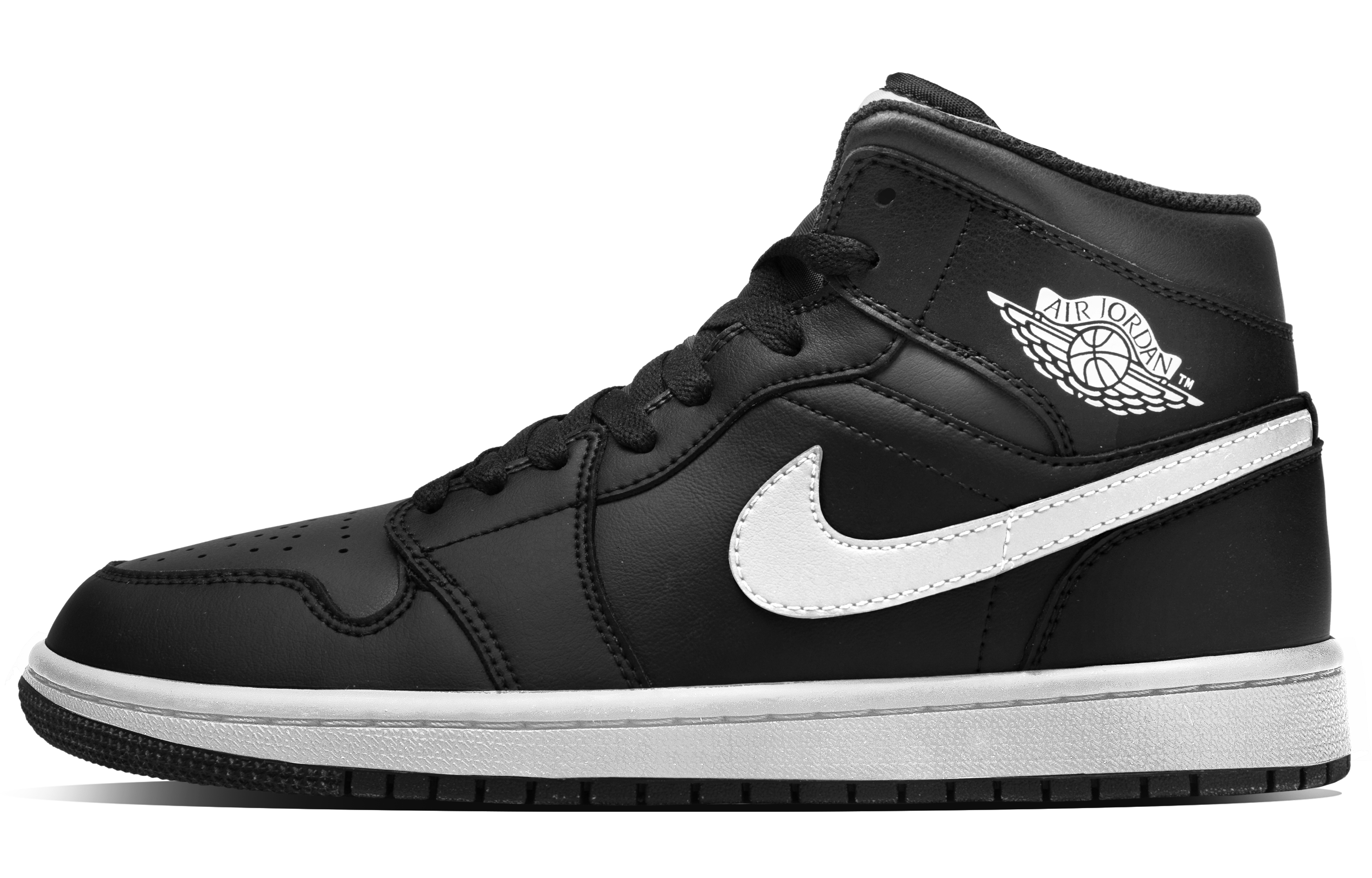 Jordan Air Jordan 1 Yin Yang, Box Cushioning, Wear Resistant Mid top Vintage Basketball Shoes Unisex Black White
