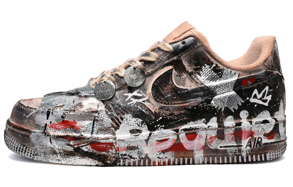 Nike Air Force 1 Air Force 1 Low-Top Skateboard Shoes Men's Black White Red
