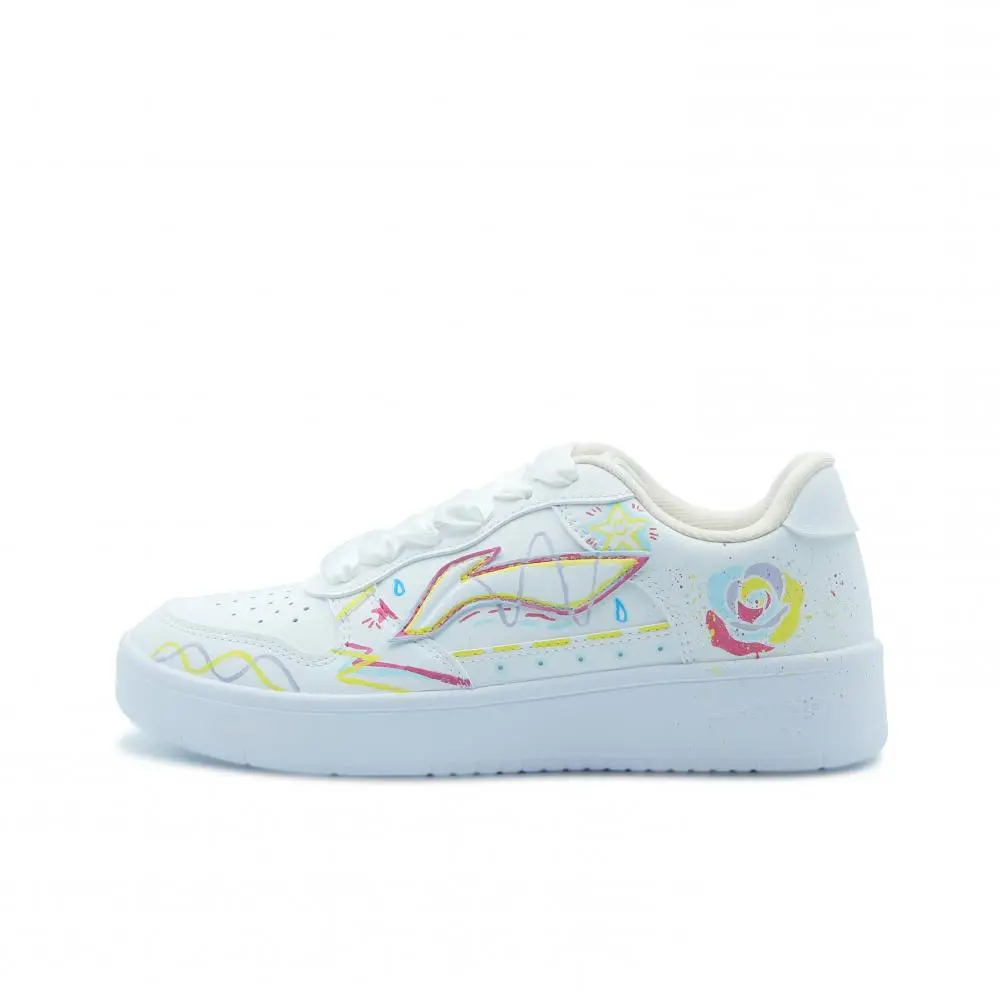 LiNing Pontoon Boats Anti Slip Wear Resistant Low Top Skateboard Shoes Women's White