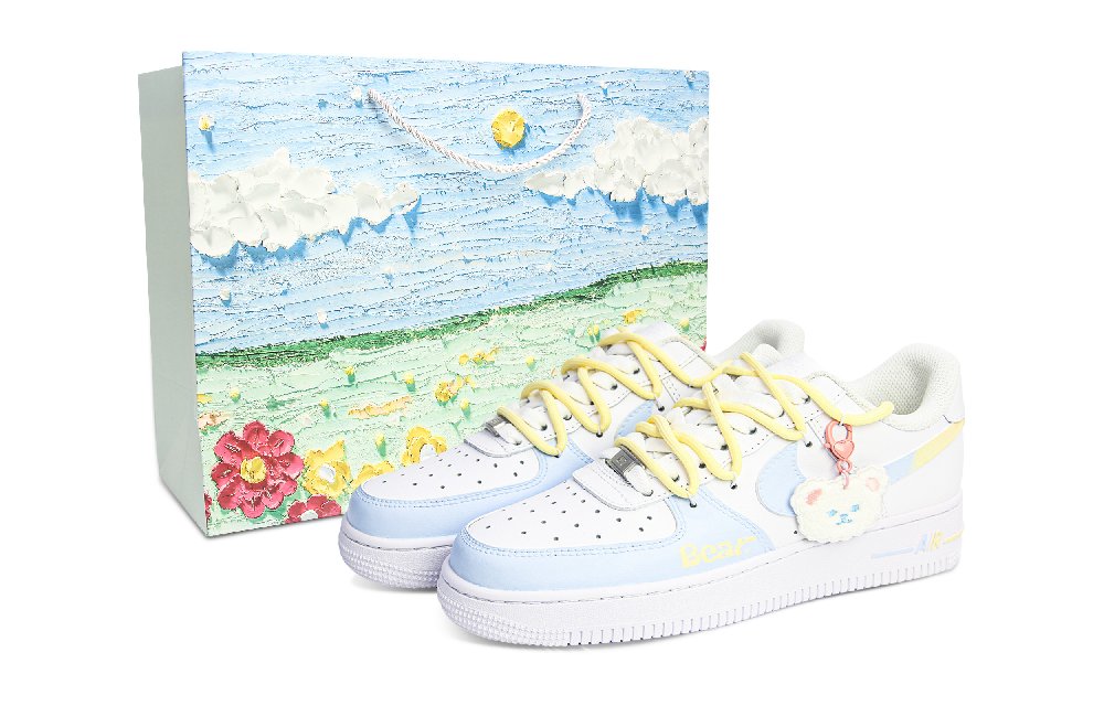 Nike Air Force 1 Anti Slip Wear Resistant Low Top Skateboard Shoes Unisex White Blue