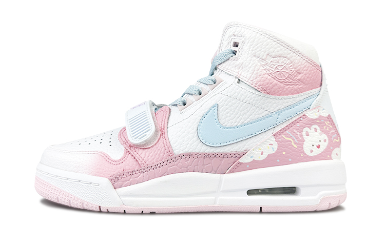 Jordan Legacy 312 Cushioning Anti-Slip And Wear-Resistant High-Top Vintage Basketball Shoes Women's Pink White